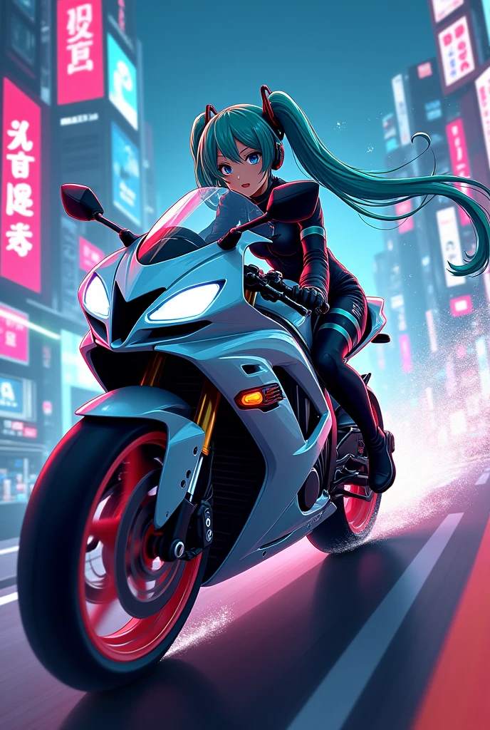 Hatsune miku riding suzuki hayabusa