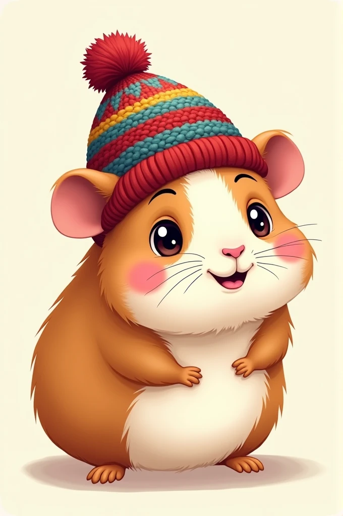 Guinea pig with Peruvian cap cartoon 