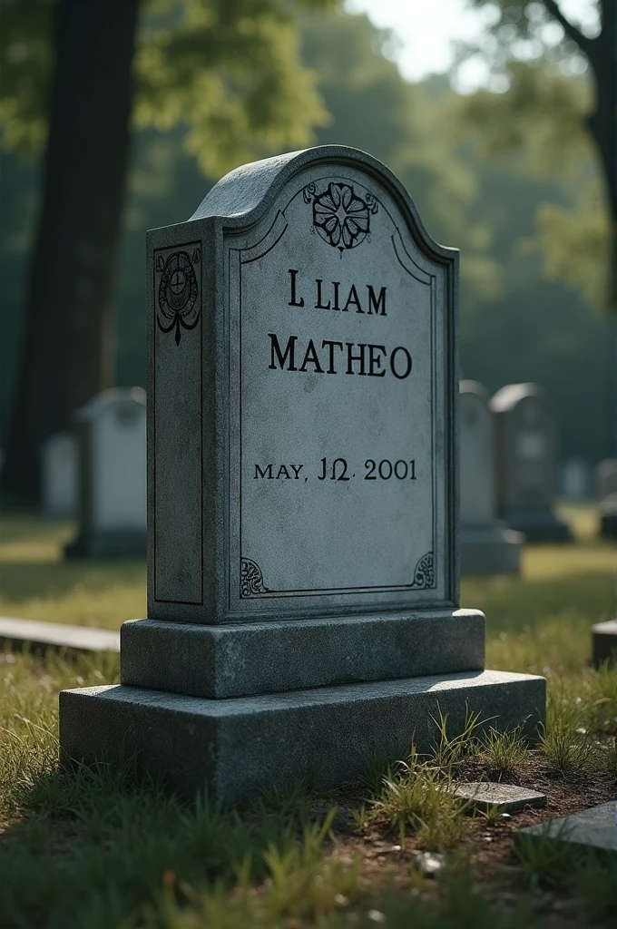 A grave that says the name Liam Matheo 