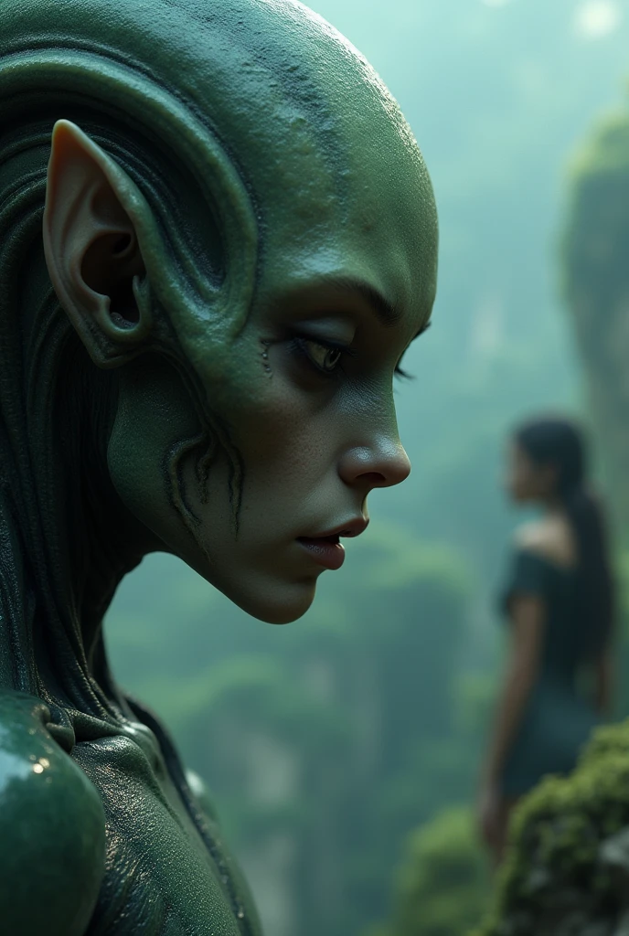 Handsome humanoid alien in love with human girl 