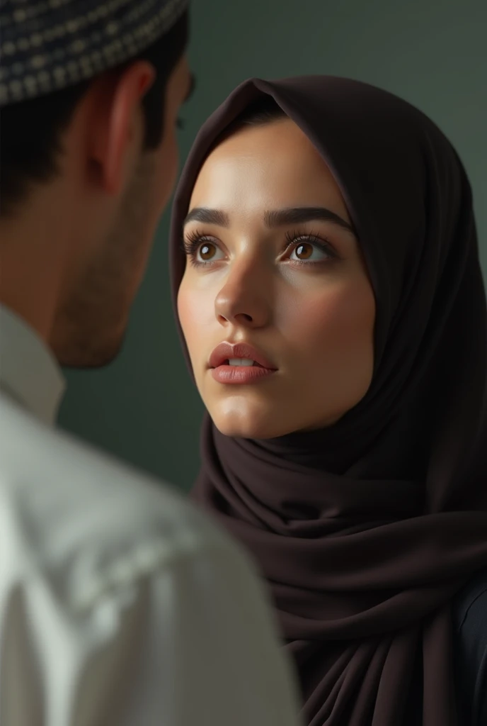 open mouth woman hijab waiting for cum in mouth