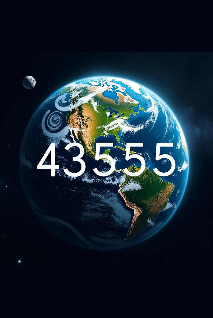 Create image of earth with number 435555 superimposed