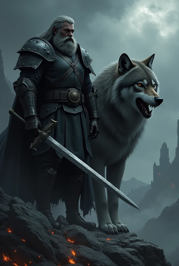 create image of berserk guts with a wolf