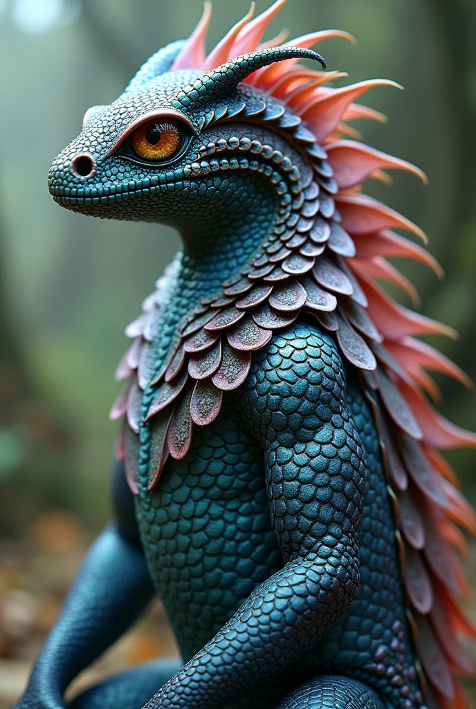 *Description of the Evolved Coating:**
Imagine an organism with a highly specialized and evolved outer covering.. The coating has an outer layer of overlapping scales with an iridescent and robust appearance., similar to the scales of a dragon or the ornamental feathers of an exotic bird. These scales are of various colors, with complex patterns that can change and adapt to the environment. Under these scales, A thermoregulatory layer of mammalian fur-like fibers provides insulation, with a soft texture that can expand or contract to regulate temperature.
Next, an intermediate layer of filter microstructures, similar to the gills of fish or the filaments of sea sponges, Improves nutrient and gas filtration. The entire coating has a dynamic ability to change its shape and stiffness in response to environmental signals., similar to the adaptation of feathers in birds or camouflage in reptiles.
The coating has an organic and adaptive appearance, with colors that can change according to the environment, and patterns that may include metallic or iridescent reflections. On the whole, The coating provides a combination of protection, Thermal adaptation and efficiency in resource capture, with an elegant and functional design.
But it does not have the texture of the leaf, only the shape
