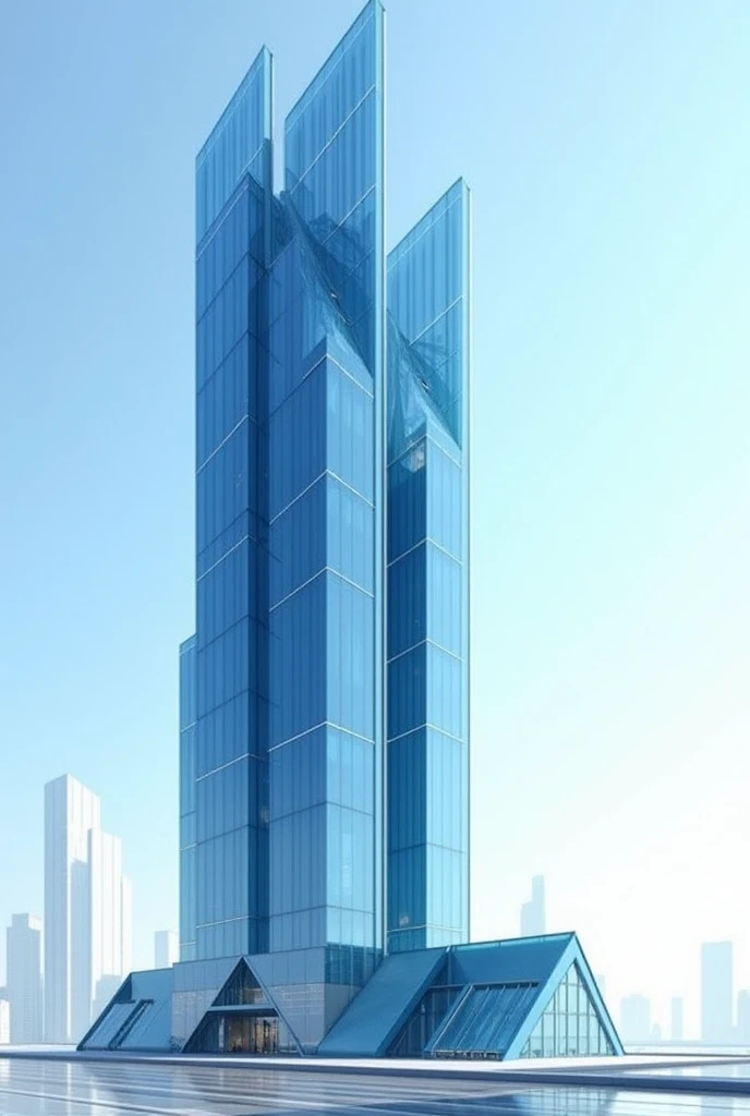 Futuristic Building Mathematical Buildings Blue Glass White line Spatial Touch Panel