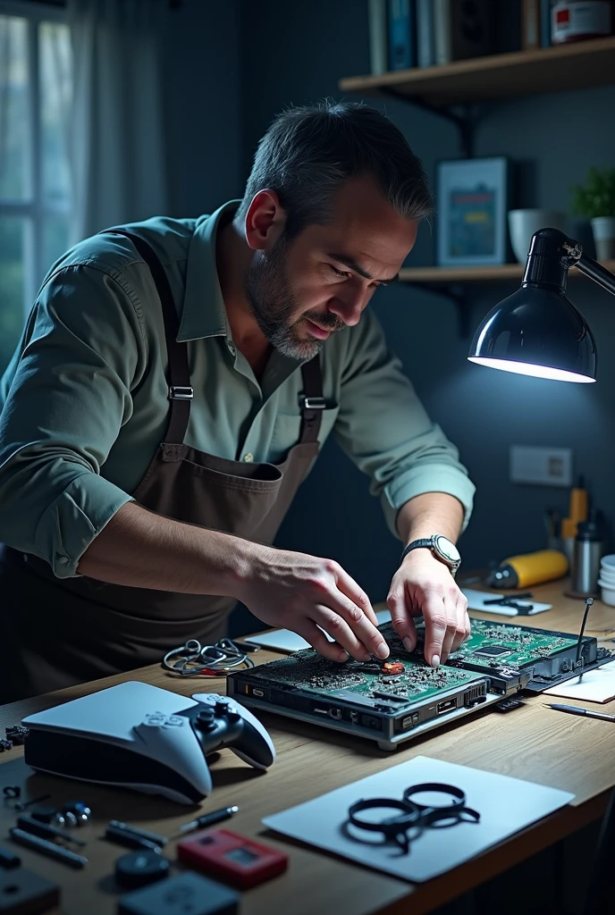 An engineer fixing PlayStation 5