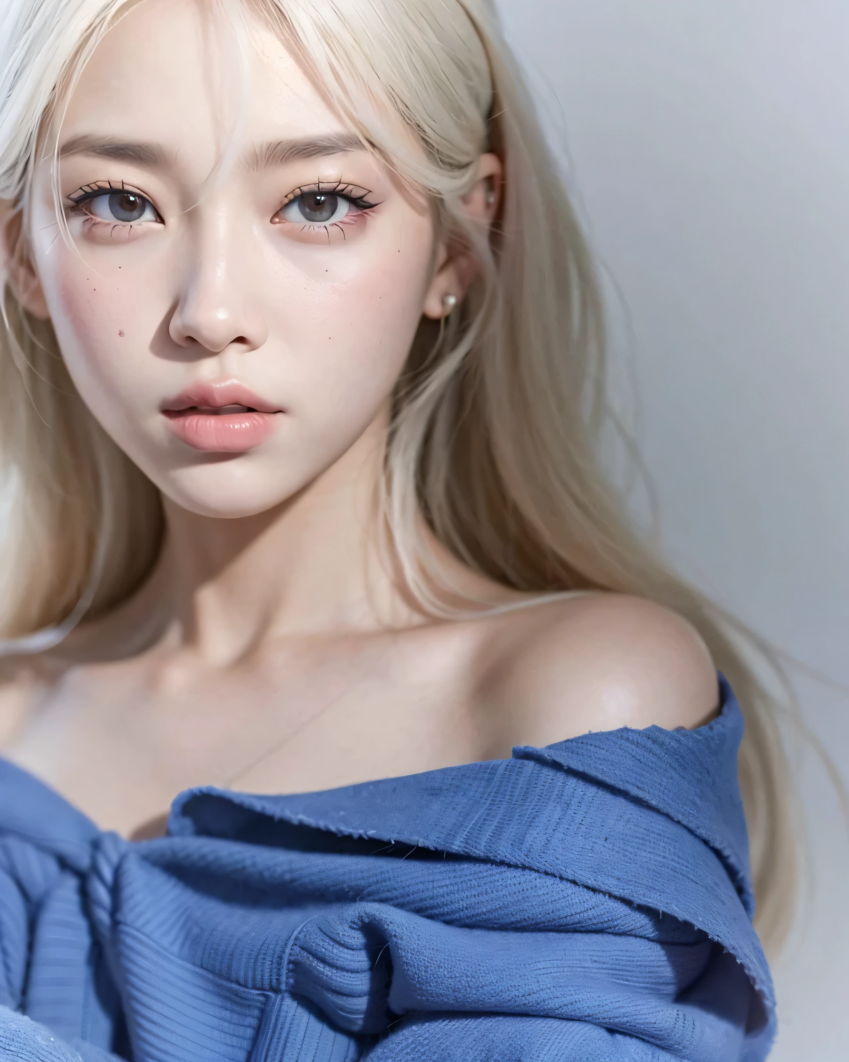 There's a girl who's taking a selfie with her phone, Parque Roseanne do Blackpink, Jossi de Blackpink, jennie blackpink, Penteado branco com corte hime, com longos cabelos brancos, Lalisa Manobal, Lalisa Manoban do blackpink, Your hair is white, O Corte Hime, com longos cabelos brancos, com longos cabelos loiros, Shikami
