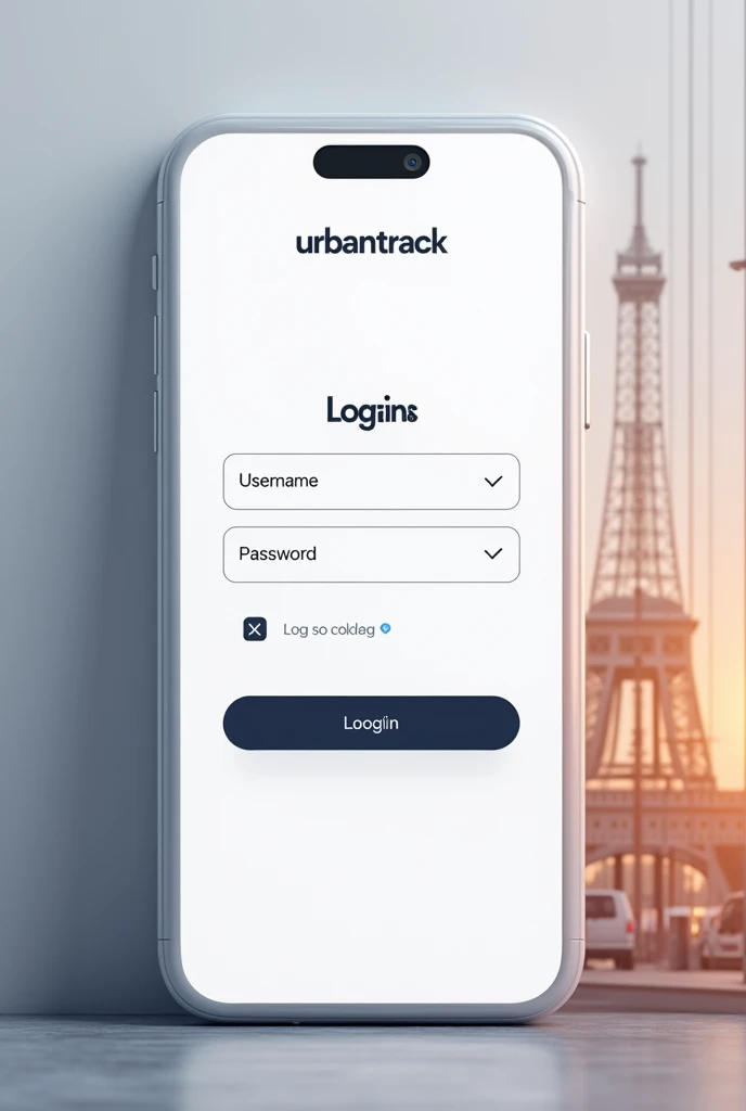 Interface of an application where you enter your username and password and at the top it says UrbanTrack