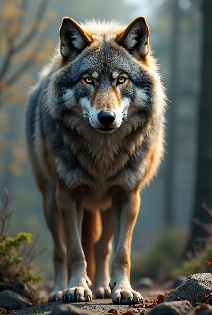 realistic wolf looking forward