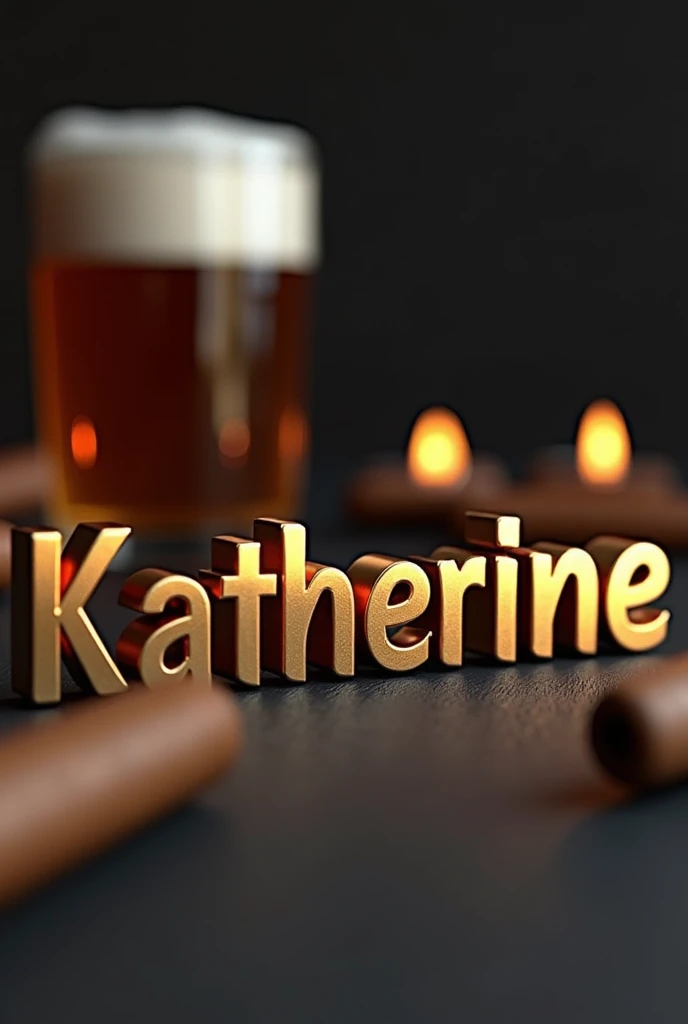 Katherine word in 3d with beer and cigar background 