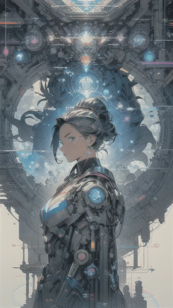 (((masterpiece, highest quality))),(((solo:1.2))),(((1girl:1.2))),32k wallpaper, very detailed, poster, vintage science fiction,(((((geometric cinematic movie poster))))), ((((bauhaus)))),(((abstract))),((((mid century modern)))),(((((portfolio))))),(((((Close-up))))),(((((bust up))))),((((more various angle)))),(((highlight))),(((complete. detailed face))),(((Extremely talented))),(((most complecated machine))),(((Overall colorfully))),((((((Absolutely simple background)))))),(((((detailed futuristic machine))))),(((Cleavage))),(((marvel super heroes))),(((rainbow color scheme))),(((Very detailed UI))),(((So many meters))),(((Perpetual Motion Machine)))