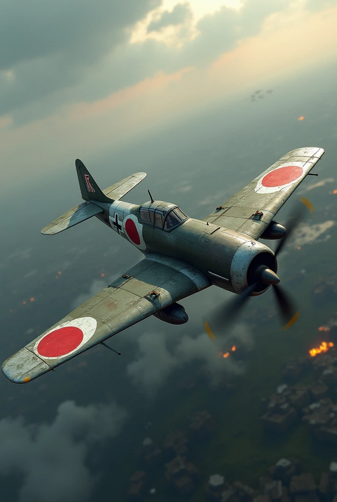 ww2, Fighter, 1 machine, Type 2 Single War, realistic,Japan, The mark is the Japanese flag