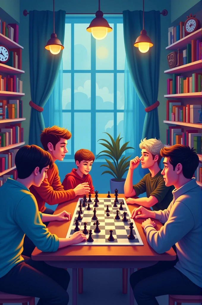 Help me create an image that says "chess club" with the light blue colors, orange and purple, and that I have a part to be able to write more things to him