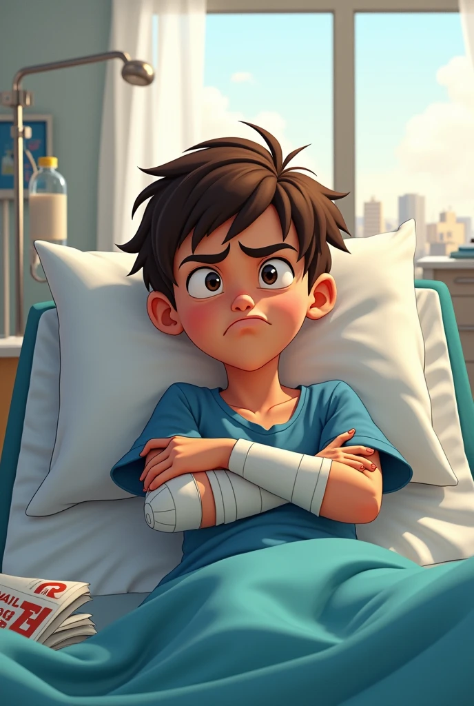 Juan, child with a broken leg (hostile) is in a hospital create image animated image with this seed number 679779059