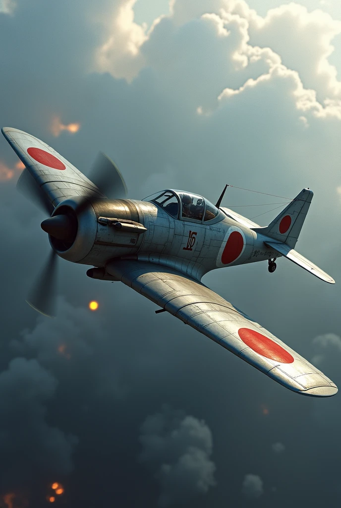 ww2, Fighter, 1 machine, Type 2 Single War, realistic,Japan, The mark is the Japanese flag, Rimless