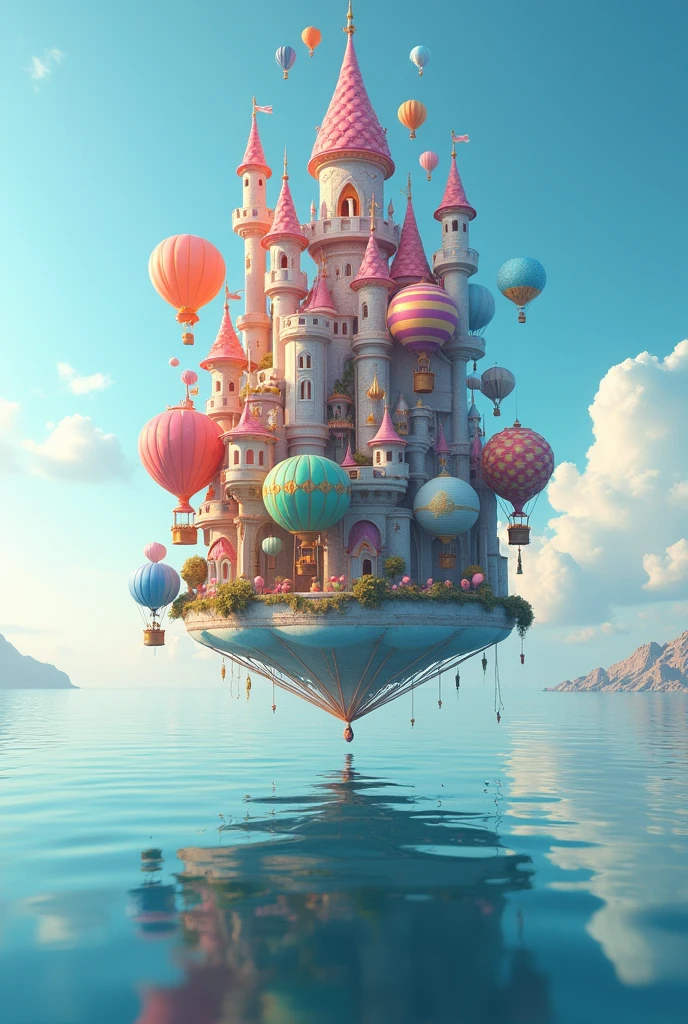  balloon castle at the middle of the sea