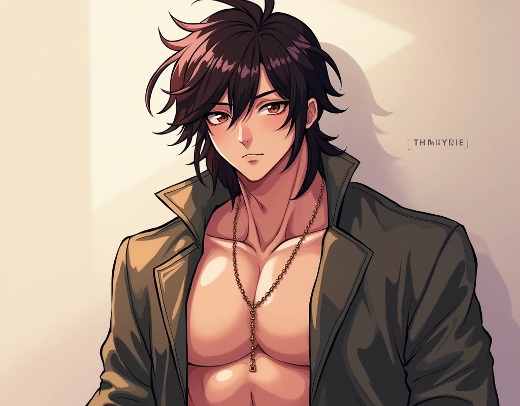 hot boy with 6 pac ,too far from,look right,(little long hair)、Detailed body、(Detailed face) 、 Top resolution,a little distance, 6 pak 