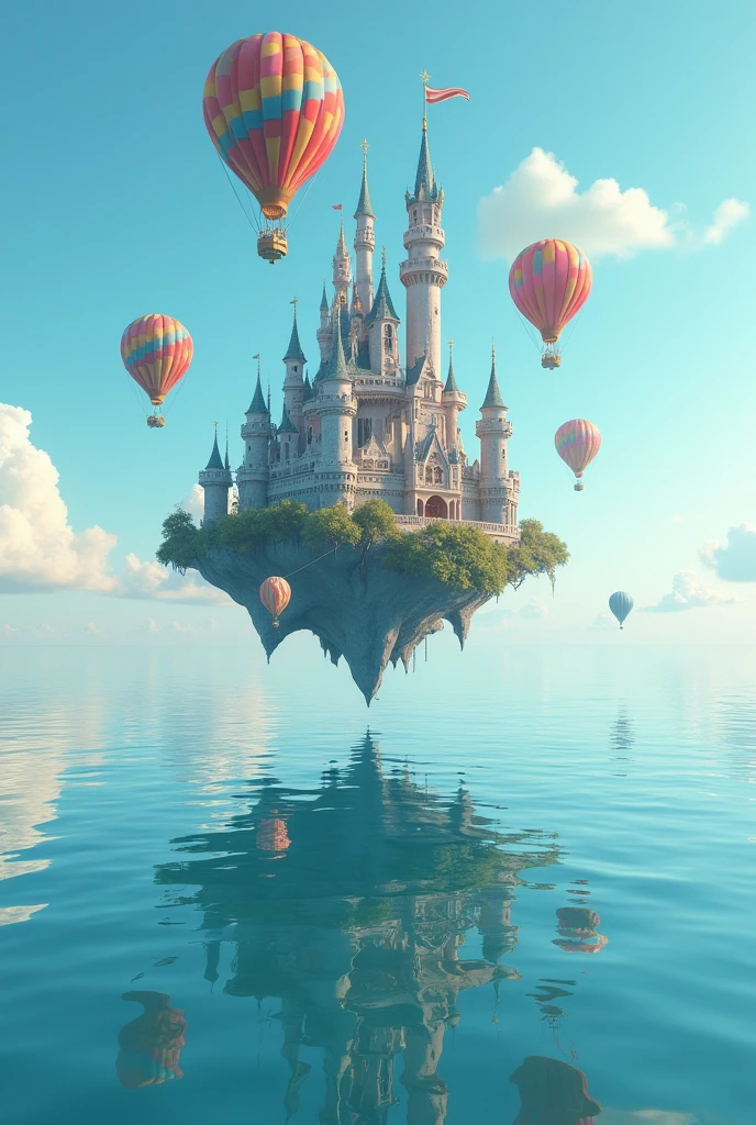  balloon castle at the middle of the sea on the sea surface 