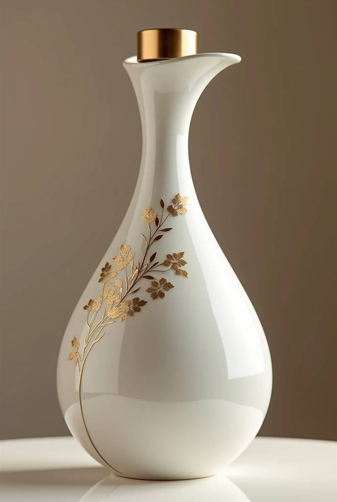 A wine bottle,Chinese Wine Pot,Traditional wine jugs have rounded edges.,Geometric Flow Art,Round bottle,Trendy bottle design,The surface is a streamlined ceramic design,Gradient milky white ceramic material,Slim teardrop shape,There is a golden Chinese medicine pattern,Trendy bottle design,High-end,Gao Yade,Streamlined texture,Metal bottle caps,golden bottle cap,high quality,surreal style