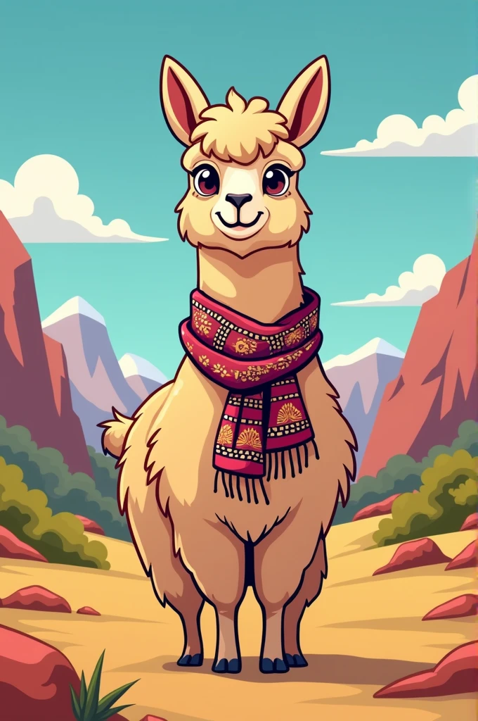 Vicuña cartoon peruvian scarf
