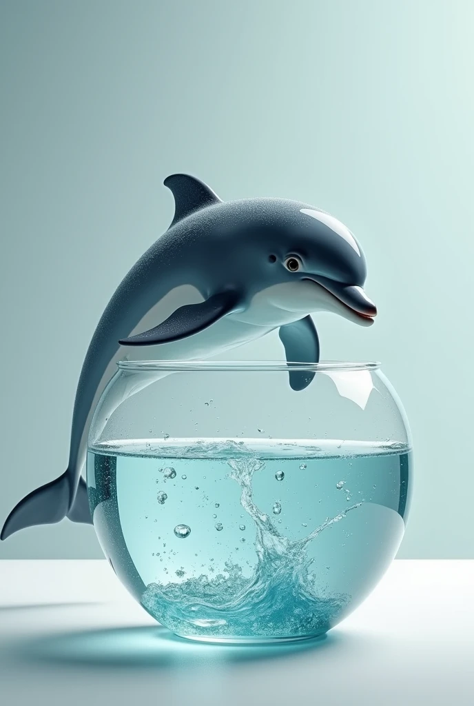 Dolphin coming out of a glass