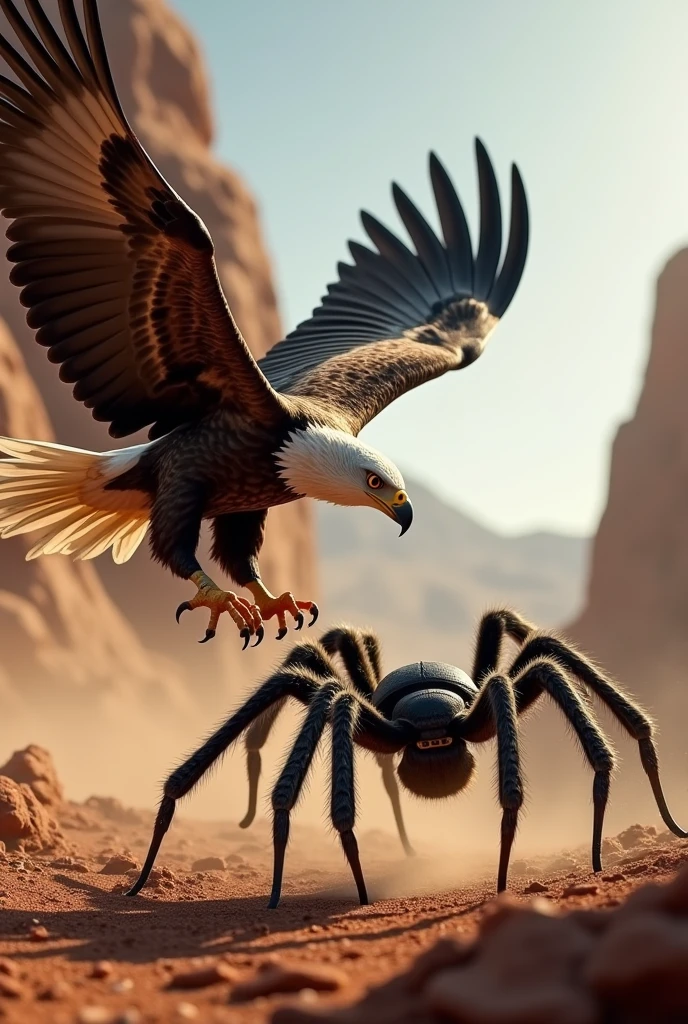 Eagle and tarantula fight scene ultra HD high resolution 4K 