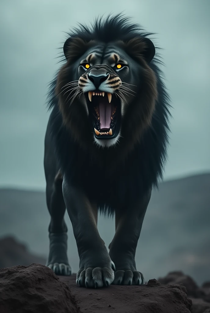 black lion roaring in 4k