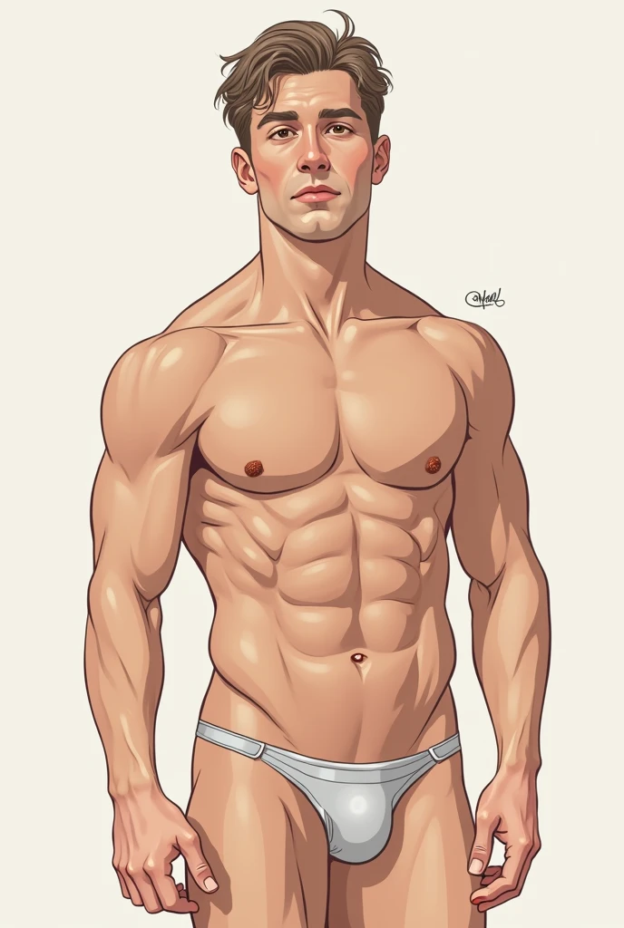 Create a  man with a big penishwa drawing style 