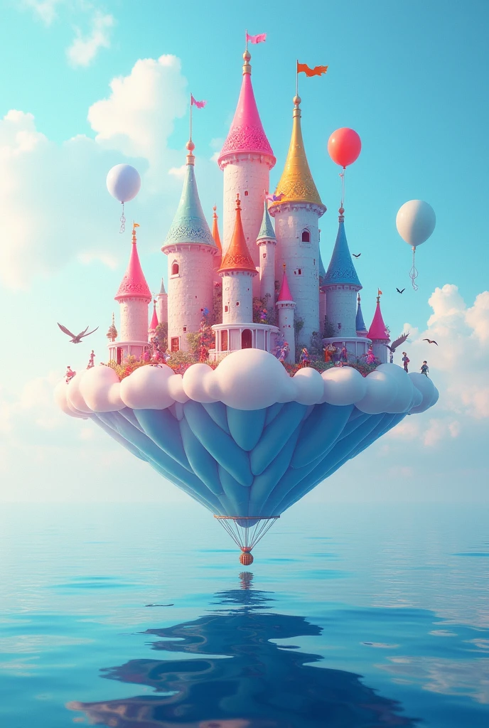 bouncing balloon castle on the surface of the sea