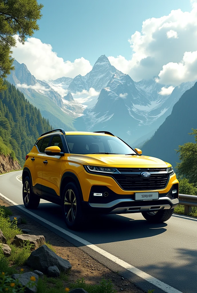 Yellow scarpio suv