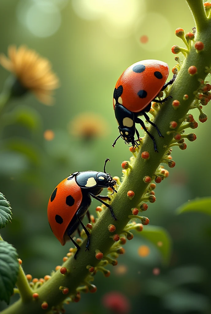 Biotic interaction of aphids and ladybugs