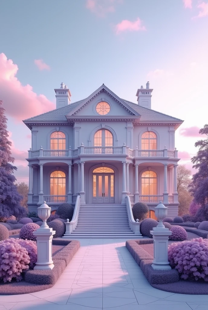 and expensive house including white and lavender colour combinations 3rd floor house