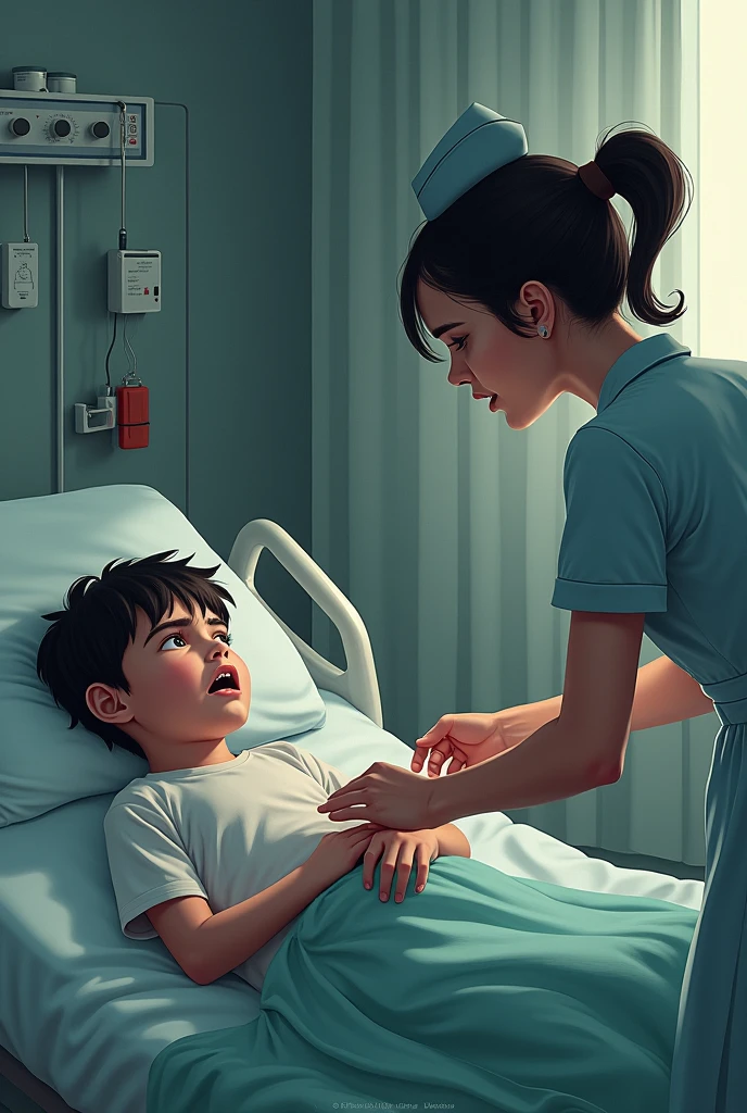 Nurse Maria comes over to change Juan&#39;s bandage., but he reacts with anger.]

John the Child: "Do not touch me! Leave me alone!"
create image with seed number 679779059

