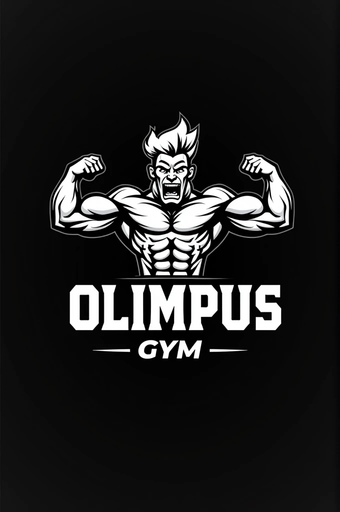 Logo for OLIMPUS gym, In black and white