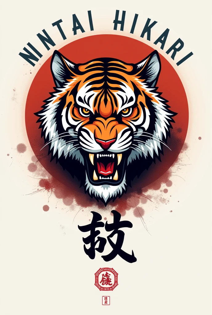 create a logo for a karate academy with this name, NINTAI HIKARI, In the logo consider the face of a tiger.