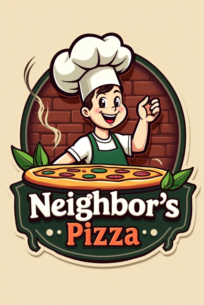 I want you to create a logo for a pizzeria. It&#39;s called the neighbor&#39;s pizza. 
