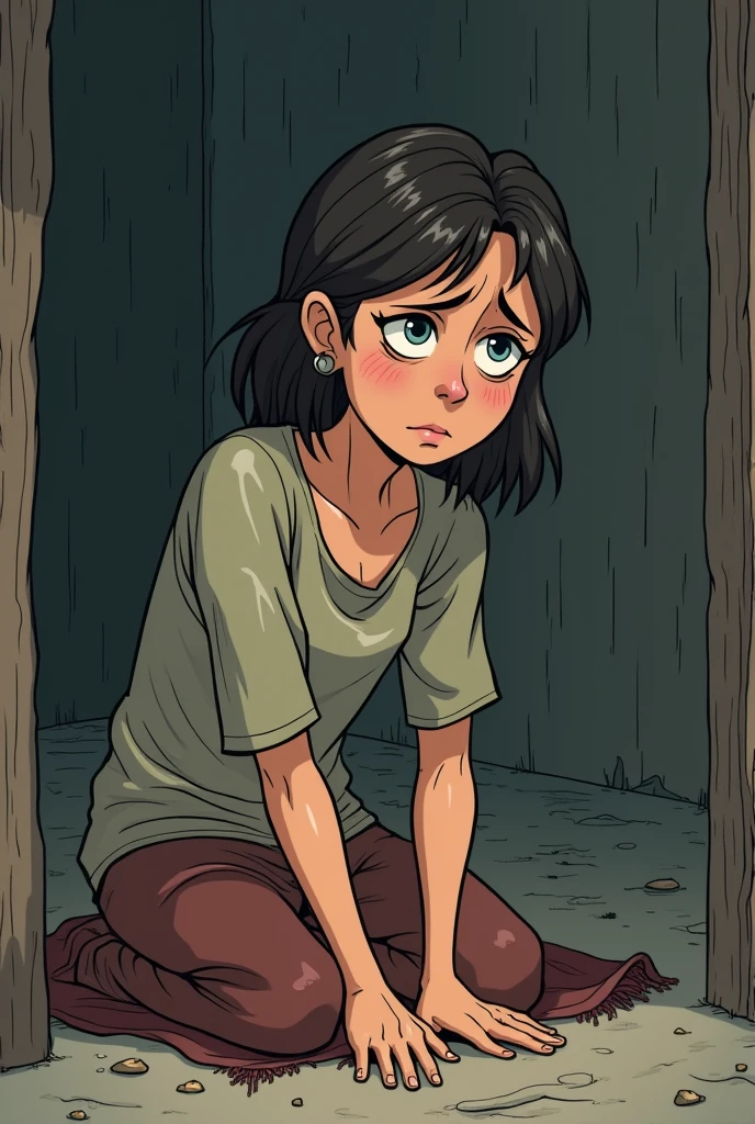 Cartoon of a poor distressed mother