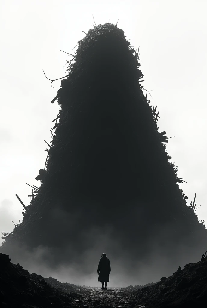 Generate me a silhouette of a large pile of garbage