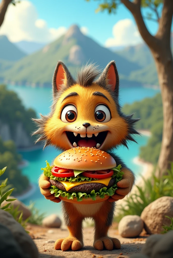 Tasmania eating burger
