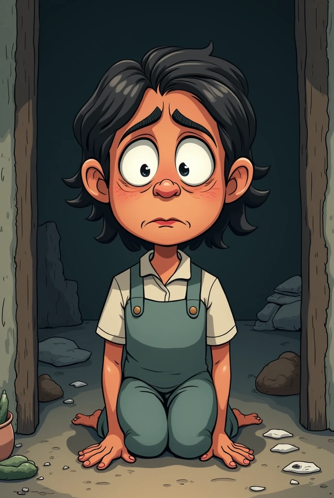 Cartoon of a poor distressed mother 