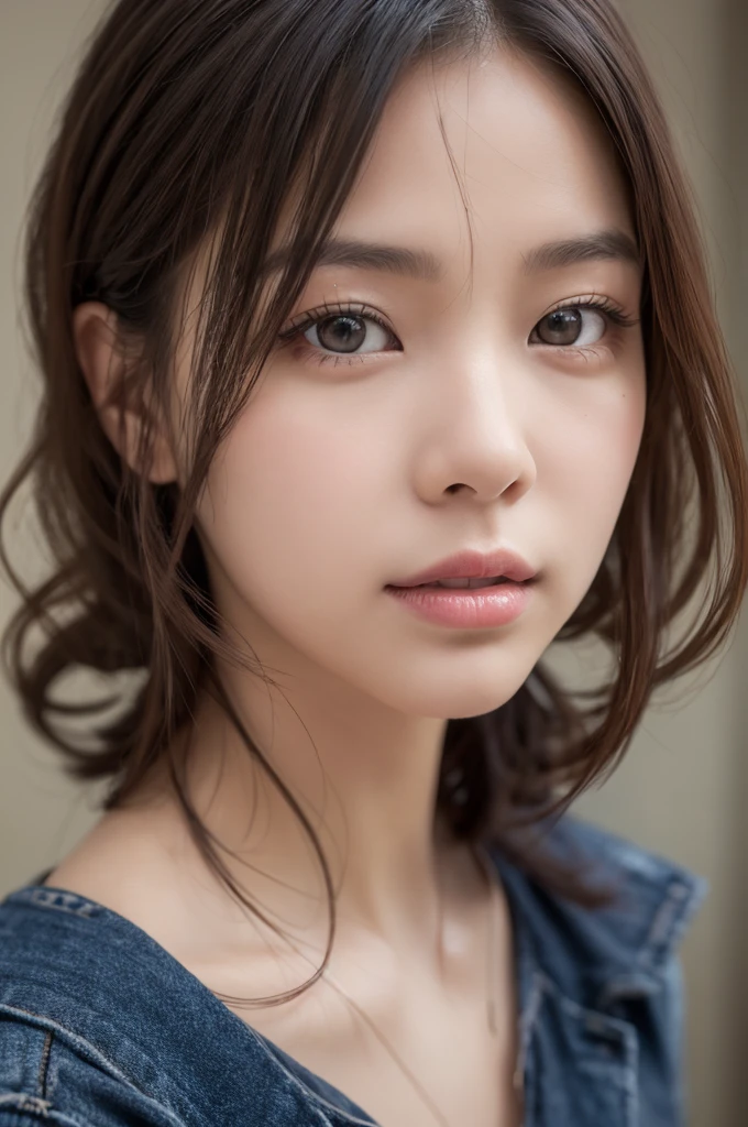 Highest quality ,masterpiece,Ultra-high resolution, very beautidebtul, cute, (Photorealistic:1.4), One girl, Japanese, Cinematic, 35mm lens, debt/ 1. 8, Accent lighting, 8k, Beautiful attention to detail, Natural lips　　semi-long　Wavy Hair　ショルダーおdebtしゃつショルダーオフシャツ