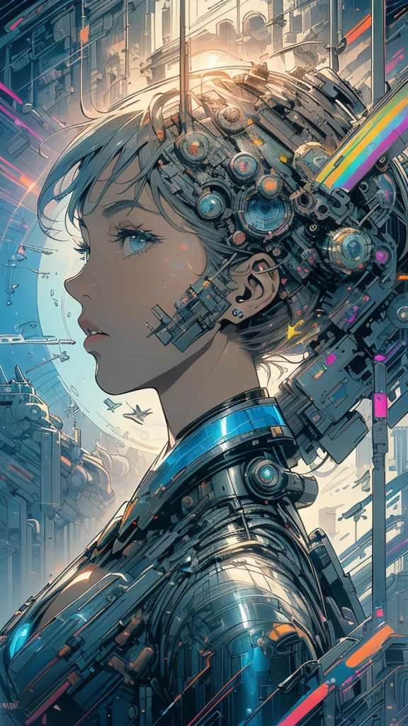 (((masterpiece, highest quality))),(((solo:1.2))),(((1girl:1.2))),32k wallpaper, very detailed, poster, vintage science fiction,(((((geometric cinematic movie poster))))), ((((bauhaus)))),(((abstract))),((((mid century modern)))),(((((portfolio))))),(((((Close-up))))),(((((bust up))))),((((more various angle)))),(((highlight))),(((complete. detailed face))),(((Extremely talented))),(((most complecated machine))),(((Overall colorfully))),((((((Absolutely simple background)))))),(((((detailed futuristic machine))))),(((Cleavage))),(((marvel super heroes))),(((rainbow color scheme))),(((Very detailed UI))),(((So many meters))),(((Perpetual Motion Machine)))