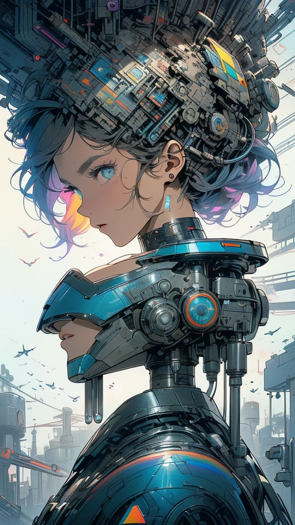 (((masterpiece, highest quality))),(((solo:1.2))),(((1girl:1.2))),32k wallpaper, very detailed, poster, vintage science fiction,(((((geometric cinematic movie poster))))), ((((bauhaus)))),(((abstract))),((((mid century modern)))),(((((portfolio))))),(((((Close-up))))),(((((bust up))))),((((more various angle)))),(((highlight))),(((complete. detailed face))),(((Extremely talented))),(((most complecated machine))),(((Overall colorfully))),((((((Absolutely simple background)))))),(((((detailed futuristic machine))))),(((Cleavage))),(((marvel super heroes))),(((rainbow color scheme))),(((Very detailed UI))),(((So many meters))),(((Perpetual Motion Machine)))