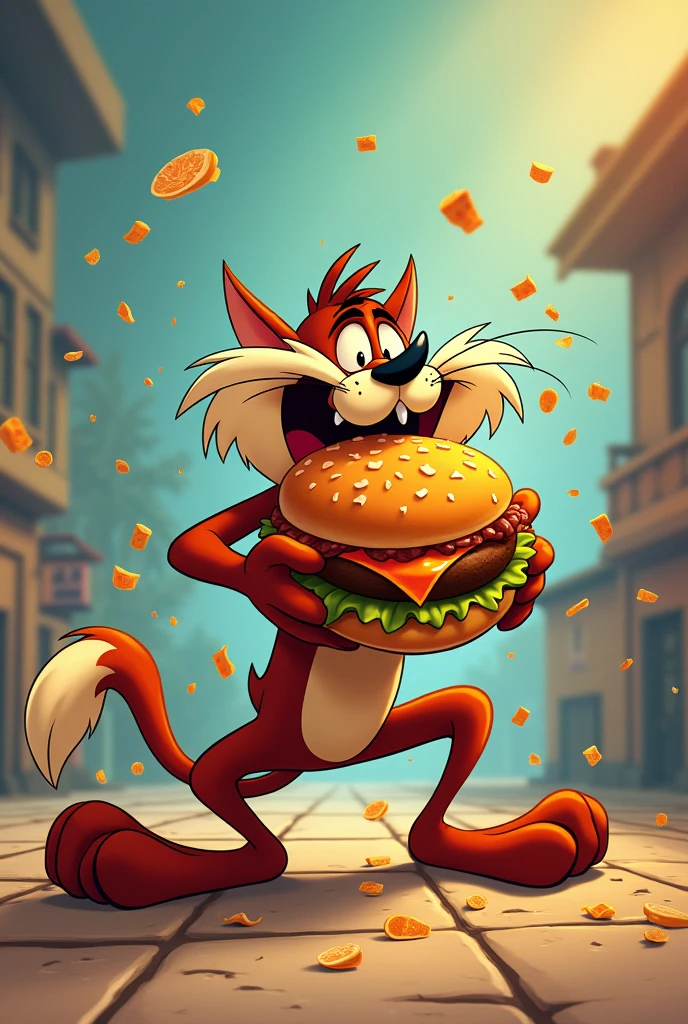 Tazmania animated eating burger