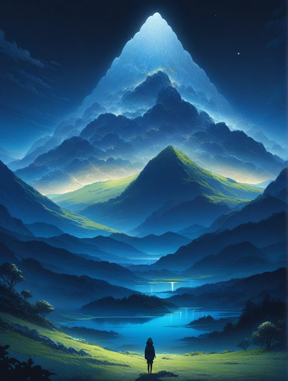 score_9, score_8_up, score_7_up, score_anime, masterpiece, top quality, delicate illustration, sharp lines, sharp focus, BREAK,Traveler girl wandering in the endless night world,girl wearing a hood,backpack full of stuff,night Otherworldly, Fantastic scenery, Beautiful landscape, Harmony with nature, Spectacular view, ((dark)), Scenery that no one has ever seen before