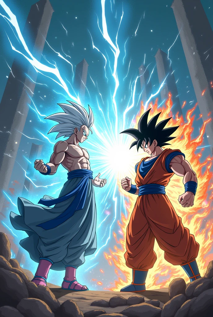 Gojo and Goku fighting