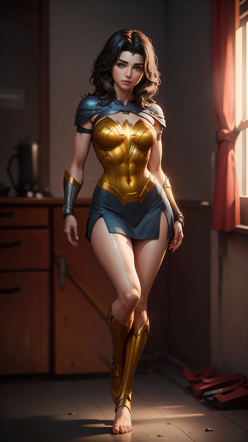 ((photo by full body, standing, Feet on the ground))  yara flor, with her shiny Lasso of Truth, photorrealistic, octane rendering, engine unreal, ultra-realistic