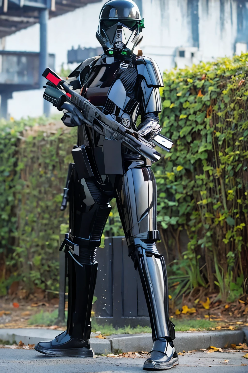  girl, star wars Deathtrooper, big thighs sexy teen, with helmet, doing sexy pose