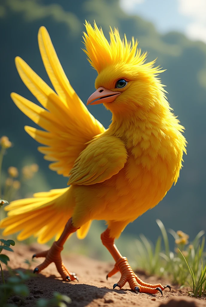 Creation of a canary body in the style of the Fiu mascot of the Pan American Games in Chile