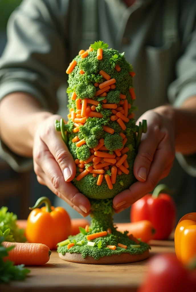 ''ASMR NATURAL COOKING'' Mic logo using  VEGITABLE items 